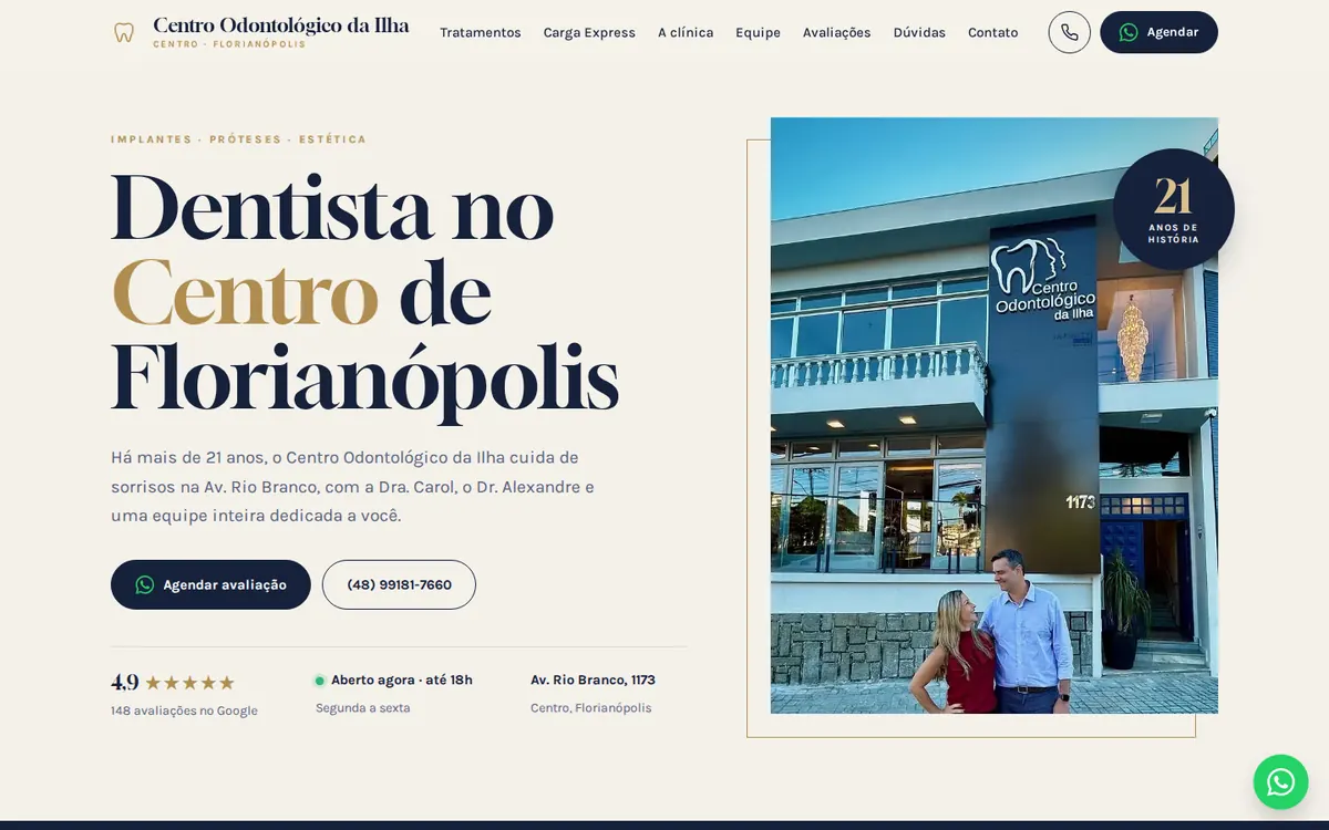 Site de Centro Odontológico da Ilha